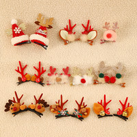 Serre-tête de Noël à motif de dessin animé et pince à cheveux en forme de bois de cerf avec décoration lumineuse – Cadeau de costume de fête
