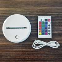 Base de veilleuse 3D directe d'usine, lampe à LED acrylique RVB tactile et à télécommande avec base rechargeable USB pour lampe de table bricolage