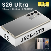 Nuevo Teléfono Inteligente Económico S26 Ultra 2025 con Pantalla AMOLED Grande de 7.3 Pulgadas, 108MP, Octa Core, LTE, Lápiz Óptico, Directo de Fábrica para Niños y Adultos Mayores