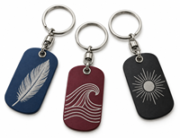 Porte-clés rectangulaire en métal à motif plume personnalisé, avec logo, vente en gros, cadeau promotionnel, fabricant OEM en vrac