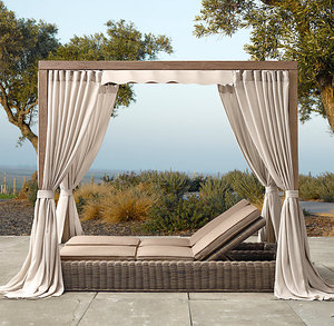 Green All Weather <strong>Outdoor</strong> Wicker Rattan <strong>Daybed</strong> <strong>with</strong> <strong>Canopy</strong> - Product Image 3