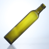 Bouteille en verre cylindrique vert antique de qualité supérieure pour huile comestible et vinaigre, 500 ml, protection UV avec filetage à vis