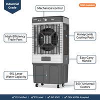 Ventilateur de refroidissement d'air électrique industriel à économie d'énergie, débit d'air élevé, portable avec volets oscillants pour atelier, entrepôt, garage