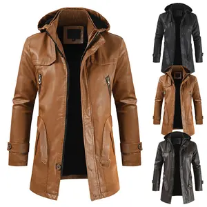 New Style Herren jacke Manteau Herren Plus Size Lange Mäntel Mode Herren Braune Lederjacken