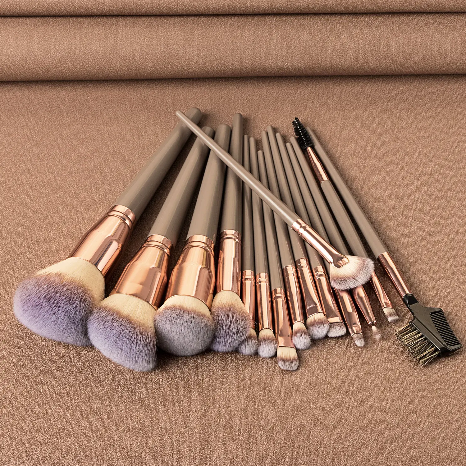 new coming 15pcs Synthetic Hair Makeup Brush Set Private Label Make Up Brushes big foundation eyebrush brown color makeup brush