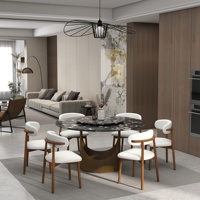 Table à manger en marbre ATUNUS au design moderne et simple, base en acier inoxydable doré en forme de U, pour la maison ou l'hôtel, meubles de salon
