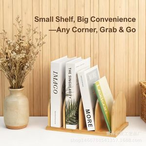 Organisateur de livres de bureau en bois massif, support de livres polyvalent, rangement pour documents de bureau, porte-revues rectangulaire sur pied - Product Image 5