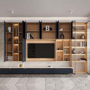 Meuble TV multifonctionnel LED minimaliste moderne avec matériaux en bois pour les petits et grands espaces de vie - Product Image 3