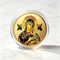 Pièce commémorative plaquée or de la Vierge Marie orthodoxe et de Jésus, médaille souvenir d'icône religieuse