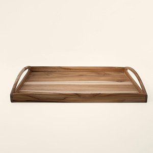Vassoio Rettangolare in Legno di Teak Fatto a Mano 18 X 11 X 2,5 Pollici, Vassoio Decorativo per Servire - Product Image 5