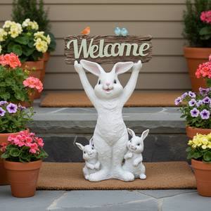 Grand lapin en résine peint à <span class=keywords><strong>la</strong></span> main, ornement <span class=keywords><strong>de</strong></span> bienvenue pour balcon, cour et aménagement paysager, ornement <span class=keywords><strong>de</strong></span> salutation tendance - Product Image 5