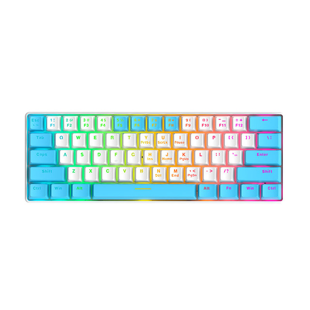 New Arrival Blue White RGB Backlit Wired Mechanical Portable 61 Key Gaming Keyboard Mechanical Keyboard and Mouse