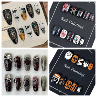 Ongles à presser en acrylique faits main de qualité supérieure, 10 pièces, nouveaux styles, ambiance festive, motifs amande et cercueil, thème Halloween