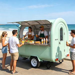 Carrito de Comida Callejera Personalizado y Económico, Remolque de Comida para Hot Dogs, Crepas, Café, Helados, Camión de Comida Móvil Retro - Product Image 1