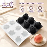 Moule en silicone 3D Tangba à 6 cavités en forme de pêche, qualité alimentaire, pour mousse, gâteau, chocolat, gelée, dessert, cuisson, personnalisable OEM, forme de fruit
