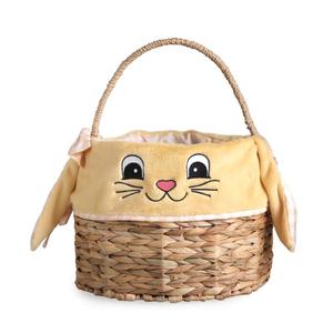 <span class=keywords><strong>Cesta</strong></span> de Regalo Moderna y Adorable con Diseño de Conejito de Pascua, Tejida a Mano con Jacinto de Agua, Asa de Jacinto de Agua, Forro Extraíble, Impresión Digital, para Niños, para la Caza de Huevos, Dulces y Juguetes - Product Image 1