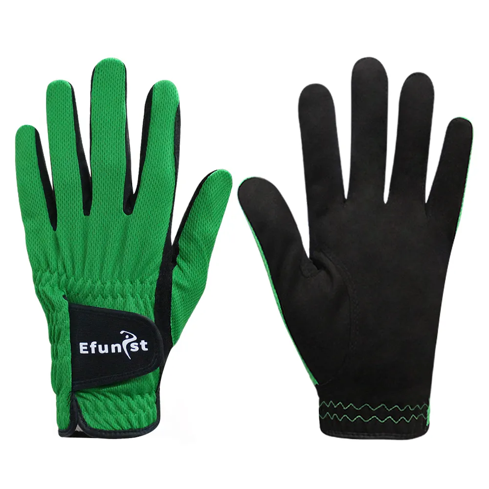 Efunist Golf Gloves Men Left Hand Breathable Green 3D Performance Mesh Non-slip Fiber Men's Golf Glove All Weather Grip