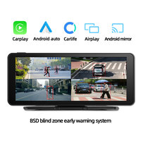 10.36 pouces 4 écran partagé Smart Blind Spot Radar BSD alarme camion Bus voiture DVR enregistreur moniteur sans fil Carplay Android Auto