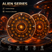 Pièce de monnaie extraterrestre Area 51 en cuivre pur 999 de 1 oz, 3D en relief, colorée UV, effet proof-like, Art OVNI mystérieux, Artisanat métallique