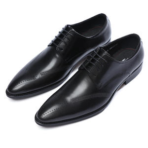 Chaussures Oxford en cuir véritable authentique, à enfiler, bout pointu, doublure respirante, semelle amortissante, chaussures habillées pour hommes - Product Image 1