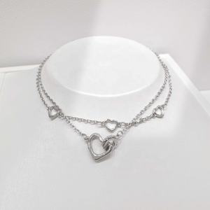 Pulsera de plata de ley 925 OEM, doble capa con forma de corazón, estilo coreano simple, chapada en oro de 14k, pulsera de cadena para niñas. - Product Image 3