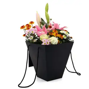 New Design Wholesale Paper Bag Design Flower Bouquet Gift Box With Handle