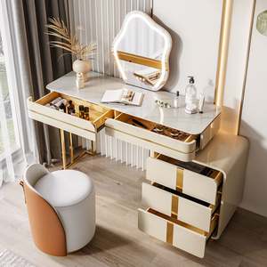 Modern Minimalist Designer <b>Dressing</b> <b>Table</b> with LED High-End Rock Panel Integrated Storage Cabinet Light Luxury for <b>Bedroom</b> - Product Image 2