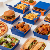 Boîte en papier personnalisée pour la restauration rapide, durable et colorée, pour hamburgers, frites, poulet, pizza, salade, Coupe du monde, à emporter