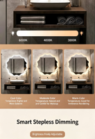 Miroir intelligent LED mural rond, étanche et à température réglable, sur mesure pour villas