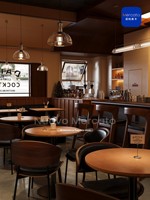 Ensemble de salle à manger vintage en bois massif de style américain, structure métallique, personnalisable, 4 places, usage commercial, mobilier de restaurant
