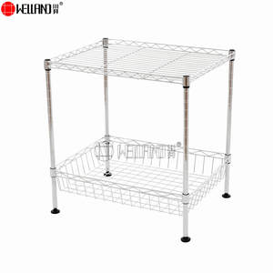 Xách Tay Hai Lớp Lưu Trữ Chủ Dây Màu Đen Kệ <span class=keywords><strong>Mini</strong></span> Kim Loại Hiển Thị Giá Nhà Bếp Giỏ Nhà Kệ Cho Bảng - Product Image 3