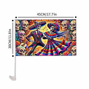 Drapeau <span class=keywords><strong>de</strong></span> fenêtre <span class=keywords><strong>de</strong></span> voiture sur le thème du Jour des Morts au Mexique, <span class=keywords><strong>prix</strong></span> bas, 12x18 pouces, logo personnalisé - Product Image 3