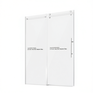 Puerta Corredera de Vidrio para Ducha sin Marco, Vidrio Templado Transparente de 5/16 Pulgadas, Diseño Minimalista Impermeable - Product Image 1