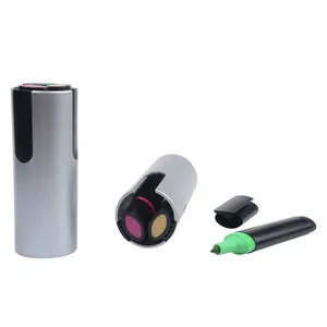 Werbe-Kunststoff rohr 3 in 1 Cute Eco Metallic Highlighter Marker Pen Set für Kinder