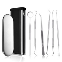 Kit de Nettoyage Buccal en Acier Inoxydable : Miroir Dentaire, Sonde, Pince à Tartre, Détartreur à Hachette, Détartreur à Falciforme