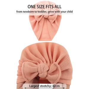 Turbante con <span class=keywords><strong>capelli</strong></span> a sfera in cotone morbido neonato con <span class=keywords><strong>fiocco</strong></span> per bambini berretto da cialda europeo americano cappello da turbante indiano per bambini - Product Image 2