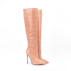 Short Style Snakeskin High Heel <b>Boots</b> Pointy Toe Solid Fashion Women Shoes Knee High <b>Boots</b> Slip-on Big Size 47 - Product Image 6