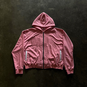 Sudadera con Capucha para Hombre, Estilo Holgado, con Apliques Bordados Pesados, Diseño Personalizado con Pedrería, Cierre de Cremallera - Product Image 6