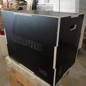 OKPRO Box Pliometrico in Legno Nero 3 in 1 per Allenamento <span class=keywords><strong>Fitness</strong></span>, Esercizi e Ginnastica - Product Image 1