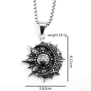 European American Retro Stainless Steel Pendant Unisex Punk <b>Cross</b> Sun Necklace Geometric Asymmetry Gift Jewelry - Product Image 5