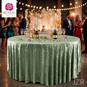 Tovaglia Rotonda HuaLai 132 Pollici in Velluto Effetto Mattone Oro Rosa Antico, Elegante e Antipiega, per Matrimoni e Banchetti, Misure Personalizzabili - Product Image 6
