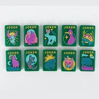 Set Mahjong Akrilik Hijau Tua Akrilik Solid Dengan Kartu Joker Bertema Hewan untuk Malam Permainan Bertema Barat Amerika