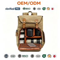 Waterdichte gewaxte canvas DSLR vintage verborgen camera rugzak voor Sony spiegelloze camera's - draagbaar & duurzaam