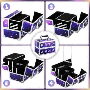 Filles grande capacité <span class=keywords><strong>licorne</strong></span> <span class=keywords><strong>maquillage</strong></span> Train cas mode pliable verrouillable cosmétique transporteur fermeture ouverte motif de bonbons boîte de <span class=keywords><strong>maquillage</strong></span> - Product Image 5