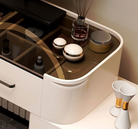 Coiffeuse moderne minimaliste européenne en bois de bouleau massif avec éclairage LED, ensemble modulaire en acier inoxydable pour chambre et salle de bain
