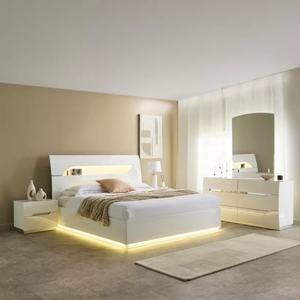 Commode moderne en bois blanc brillant, armoire de rangement gain de place pour chambre ou cuisine, idéale pour usage hôtelier - Product Image 6