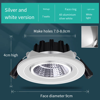 Spot LED encastré moderne 7W en aluminium, anti-éblouissement, COB, rond, orientable, pour la maison, l'hôtel et les projets