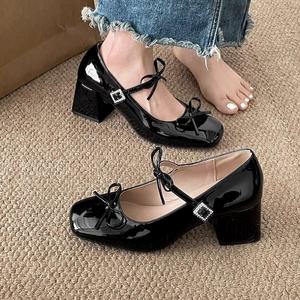 Zapatos de tacón alto plateados de cuero con suela gruesa estilo Mary Jane para mujer, nueva colección primavera/verano 2026 - Product Image 6