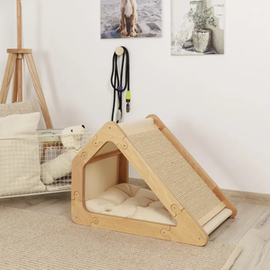 Modern Wooden Cat Bed & Scratcher with Movable & Disassembled Design Soft <b>Cushion</b> Furniture - Product Image 3
