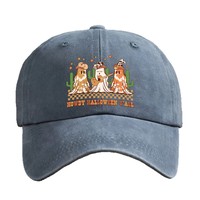 Casquette de baseball transfrontalière Halloween Ghost Band Howdy Halloween Y'all Cactus Vintage délavée 100% Polyester 6 panneaux réglable